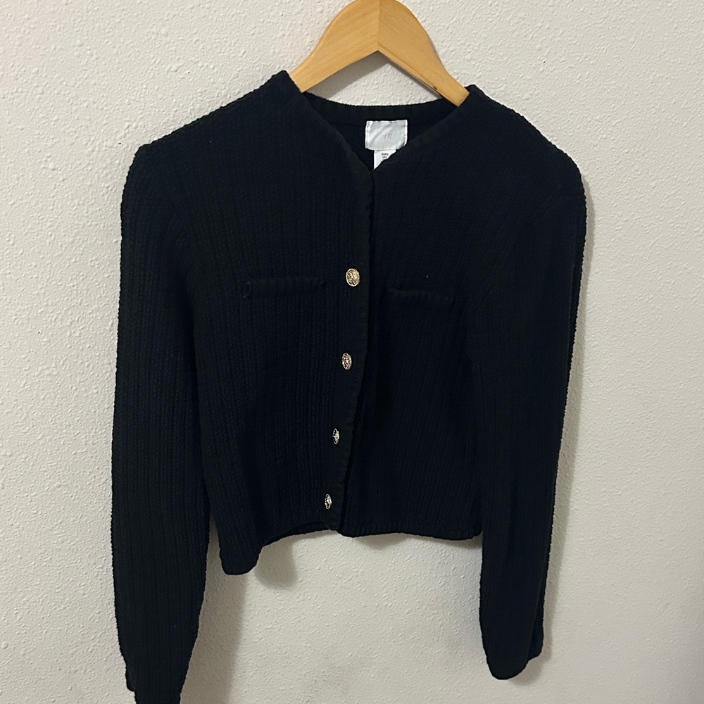 H&M Black Ribbed Cardigan